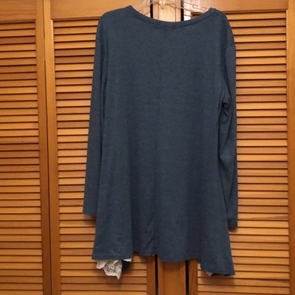 Wekili Blue knit shirt dress with lace - Picture 6 of 6